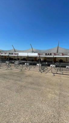 Picture of the bar setup at a festival before the festival